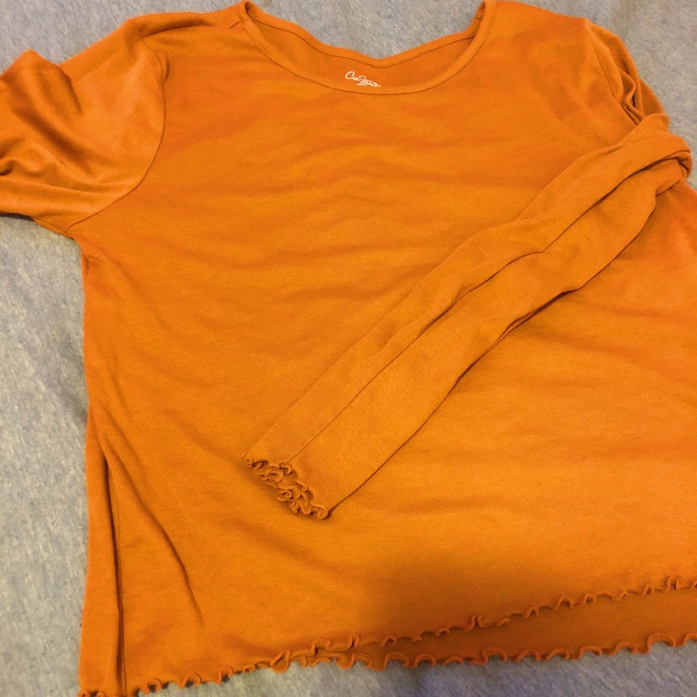 Long sleeve auburn brown top